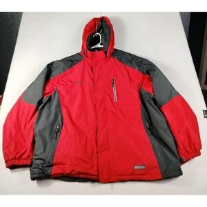 Snowboarding Insulated Jacket Mens 3XL Red Gray Hooded Puffer Winter Free Tech
